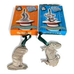 Dr. Seuss Silver-Plated Ornaments Vintage Ornaments, The Cat in the Hat.